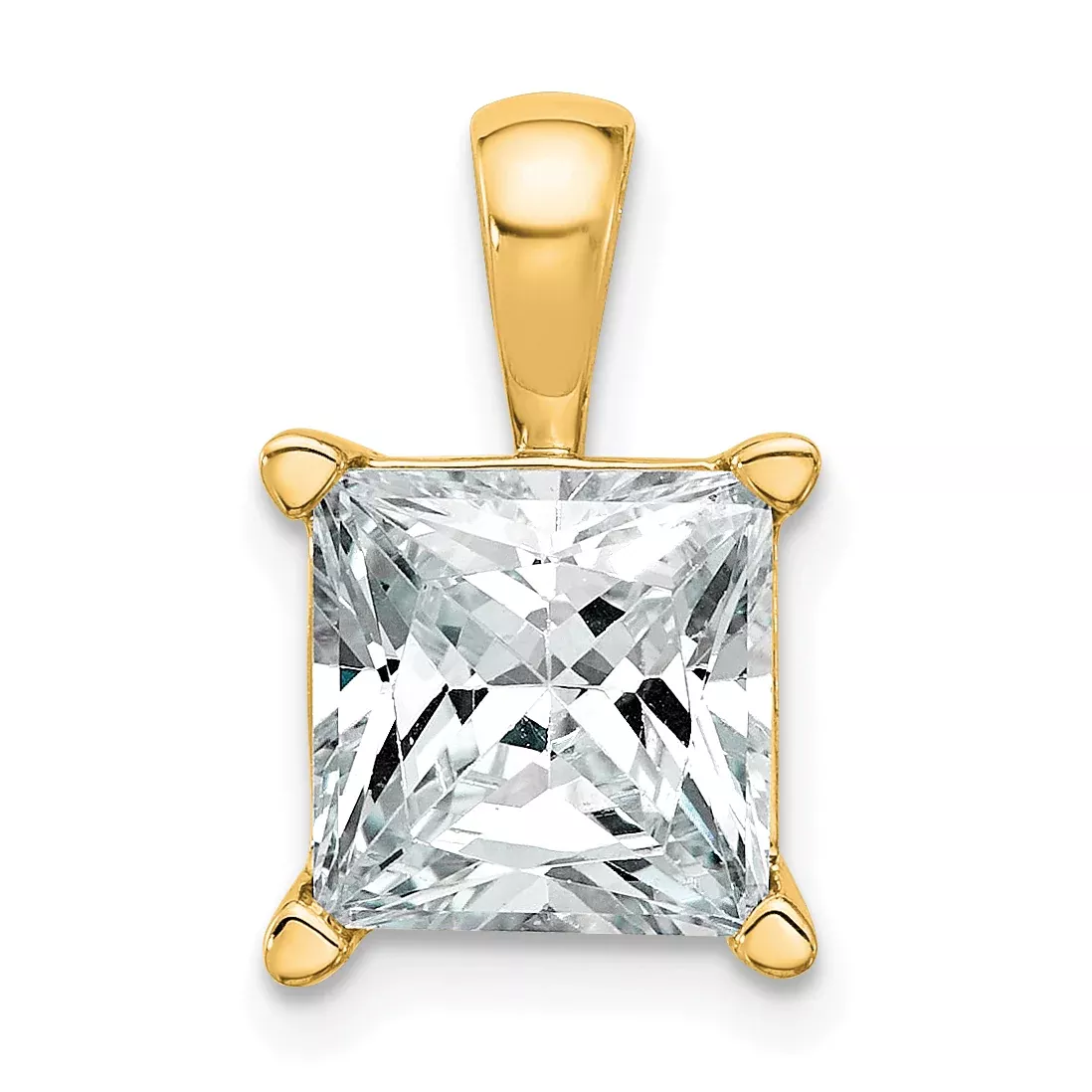 14k 4 carat Lab Grown Diamond VS+ F+ Princess Complete Four Prong Pendant