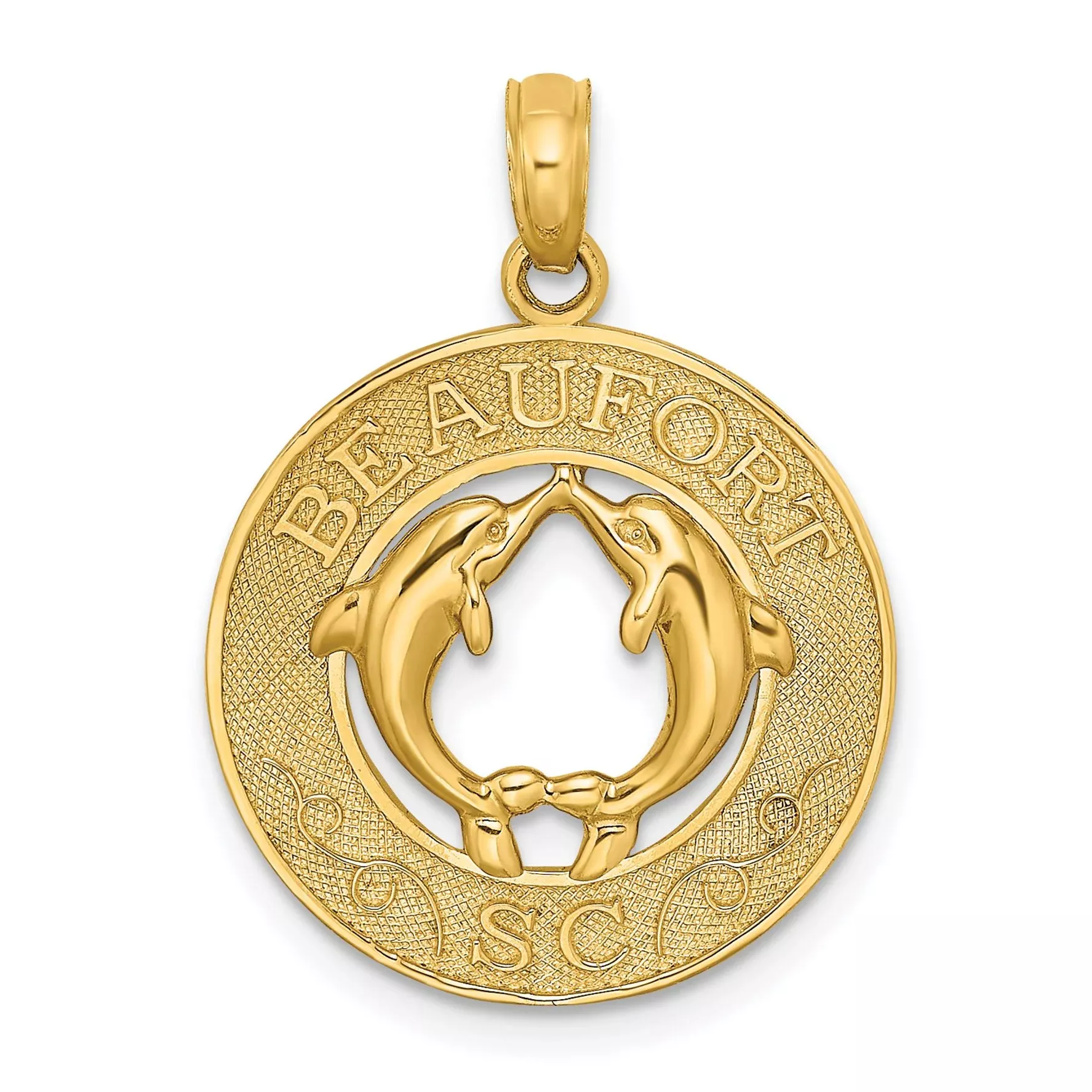 14K BEAUFORT SC w/Dolphins Circle Charm