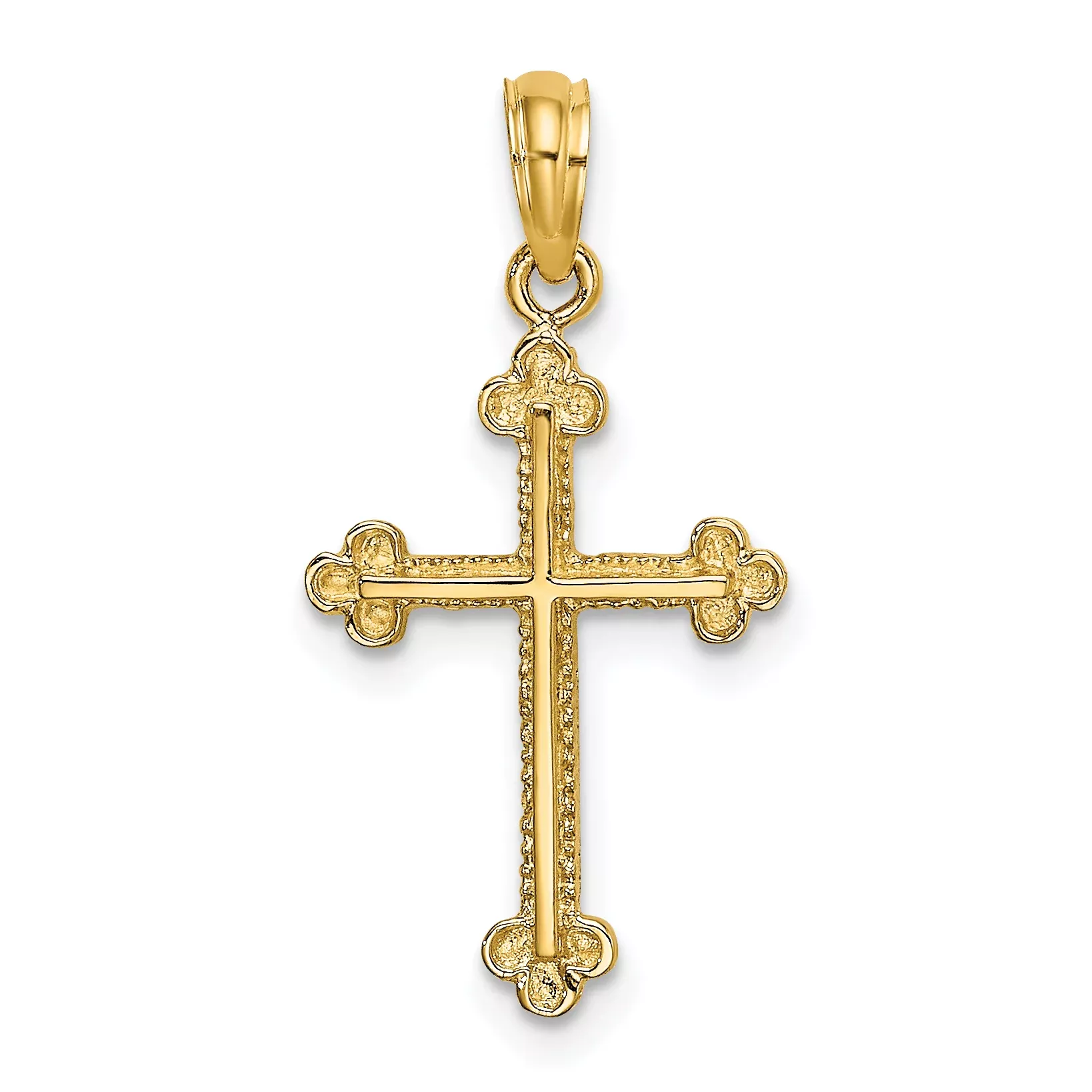 14K Cross W/ Spade Tip Edges Charm