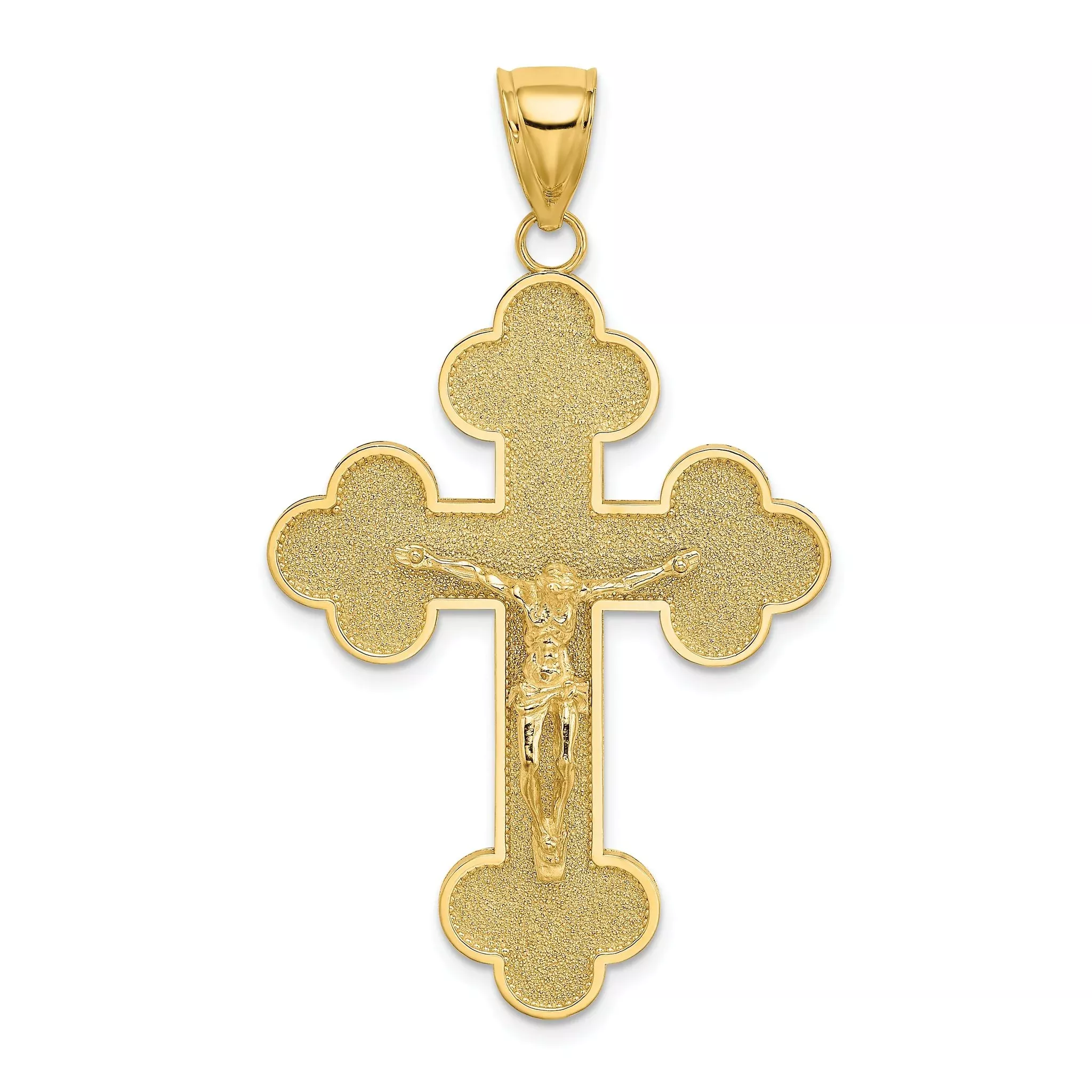 14K Crucifix W/ Budded Tips Charm