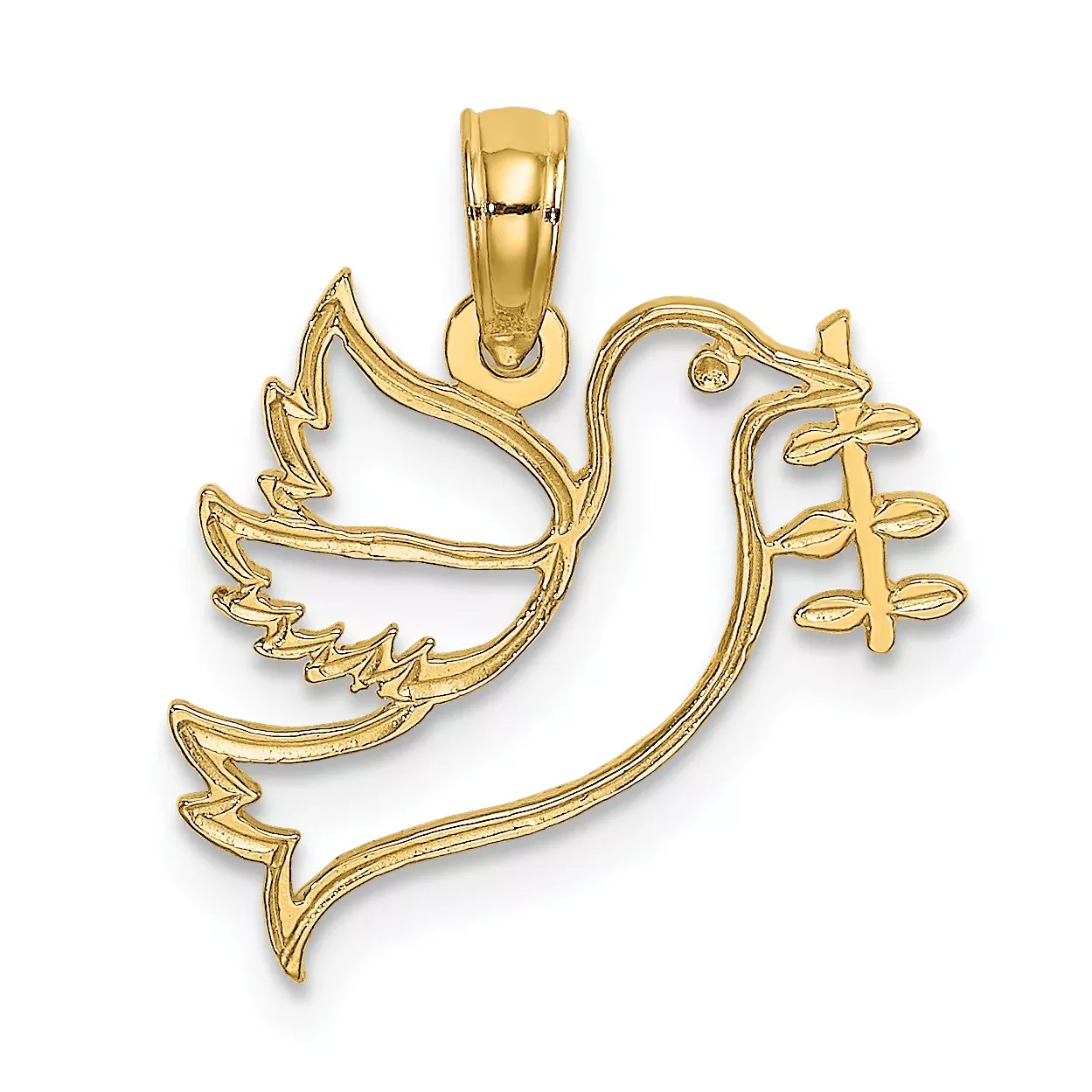 14K Cut-Out Dove with Olive Branch Charm