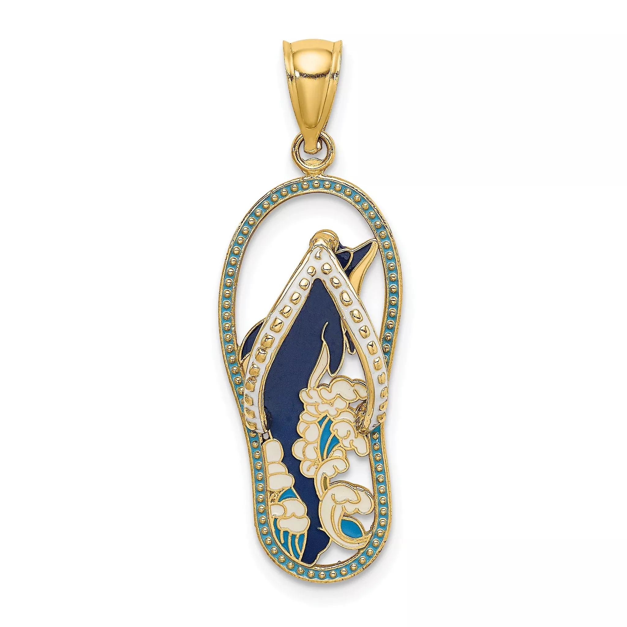 14K Enamel Dolphin Flip-Flop Charm
