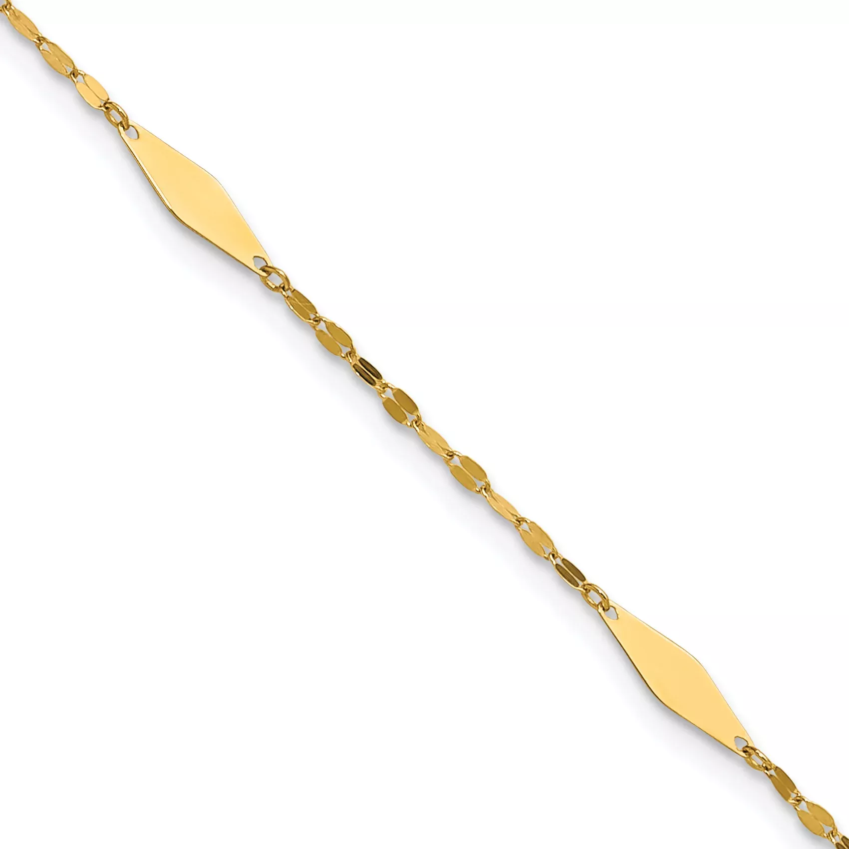 14K Geometric 5-Station 9 inch Plus 1 inch Extender - Total 10 inch Anklet