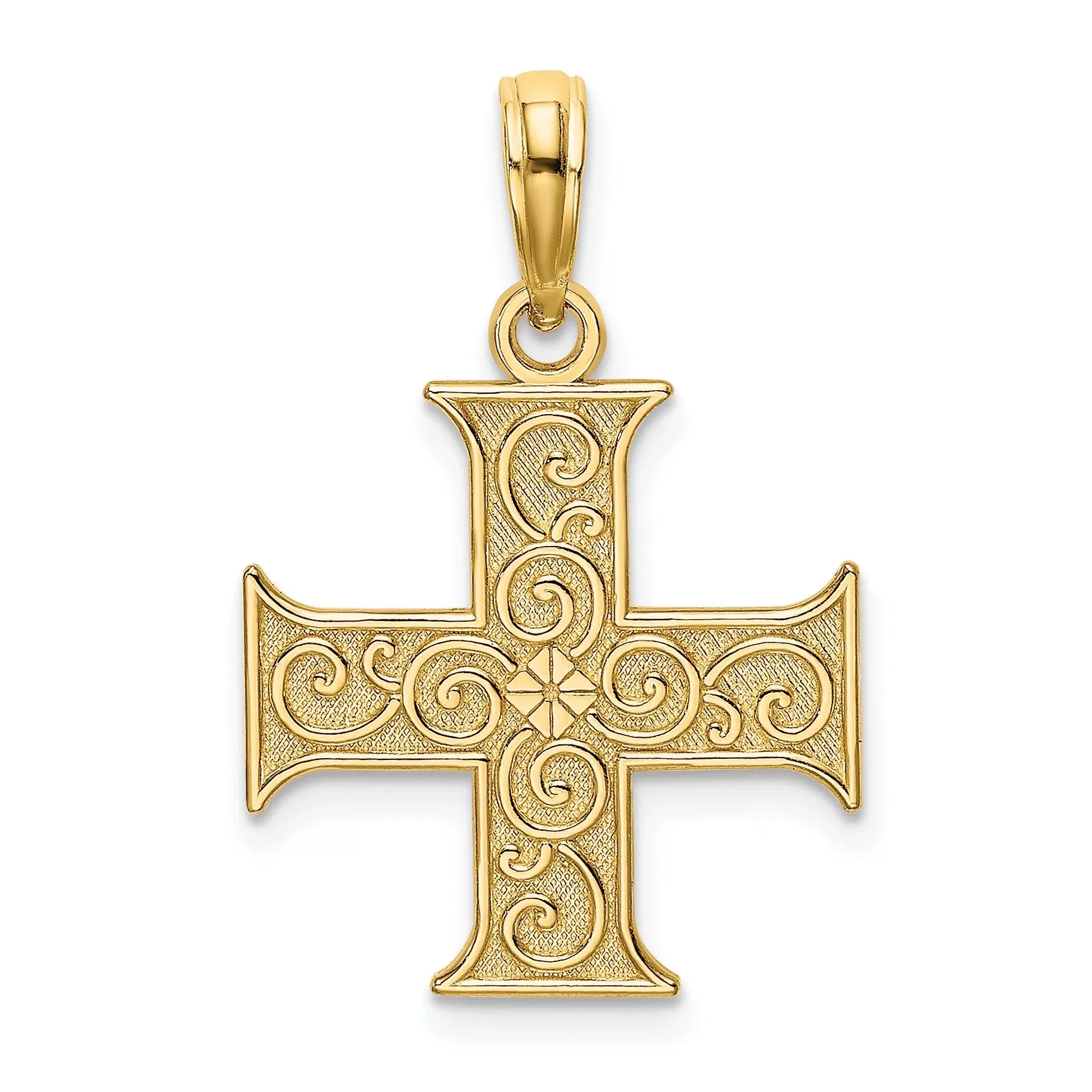 14K Greek Cross With Swirl Design Charm