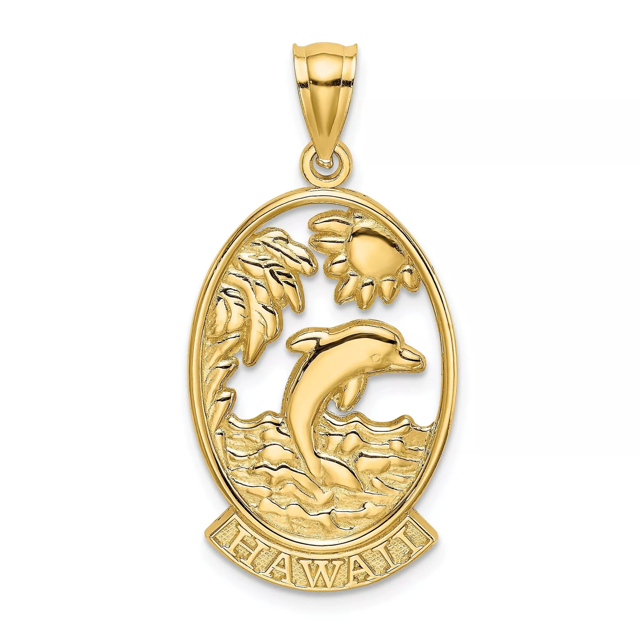 14K HAWAII w/ Dolphins in Waves Charm