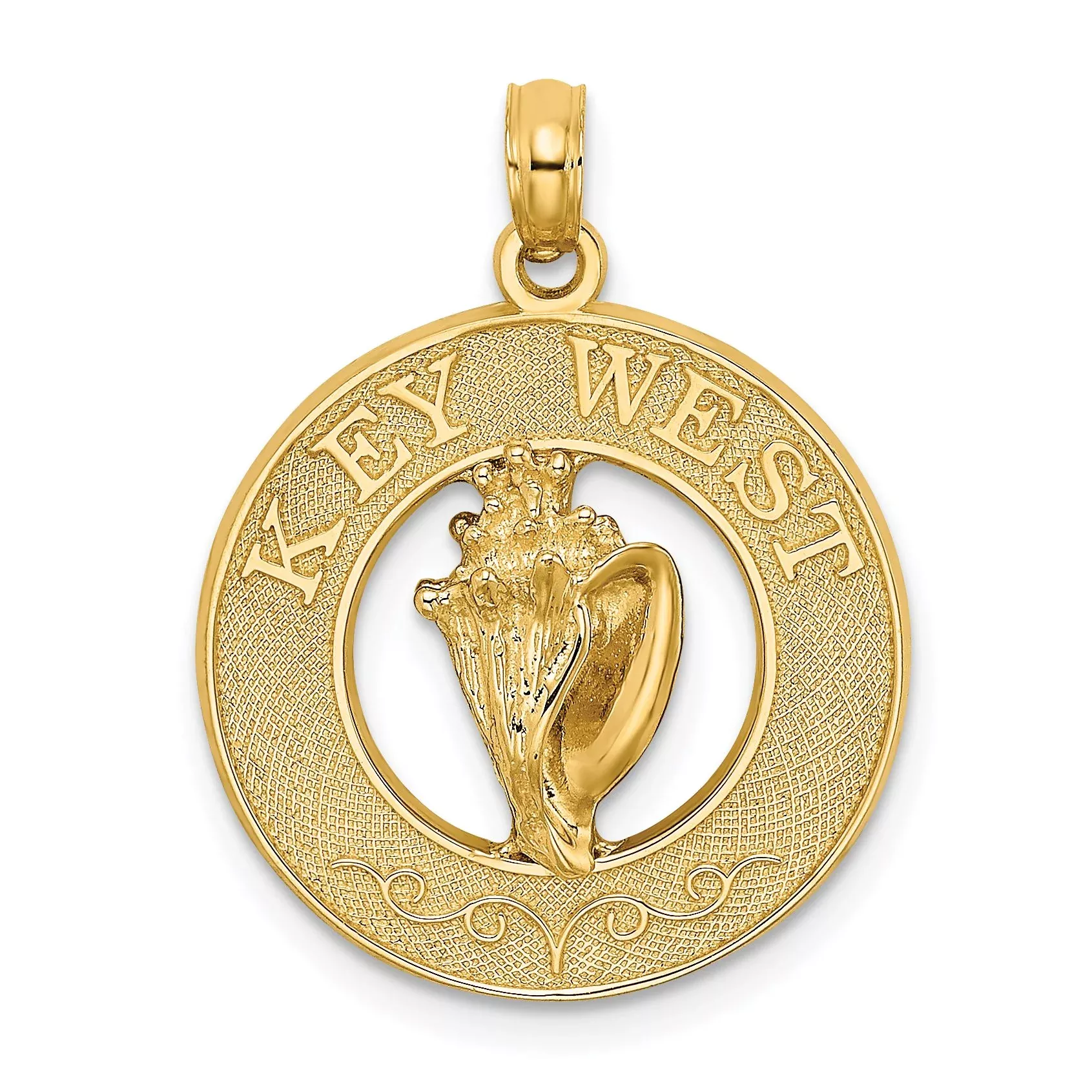 14K KEY WEST w/Conch Shell Circle Charm