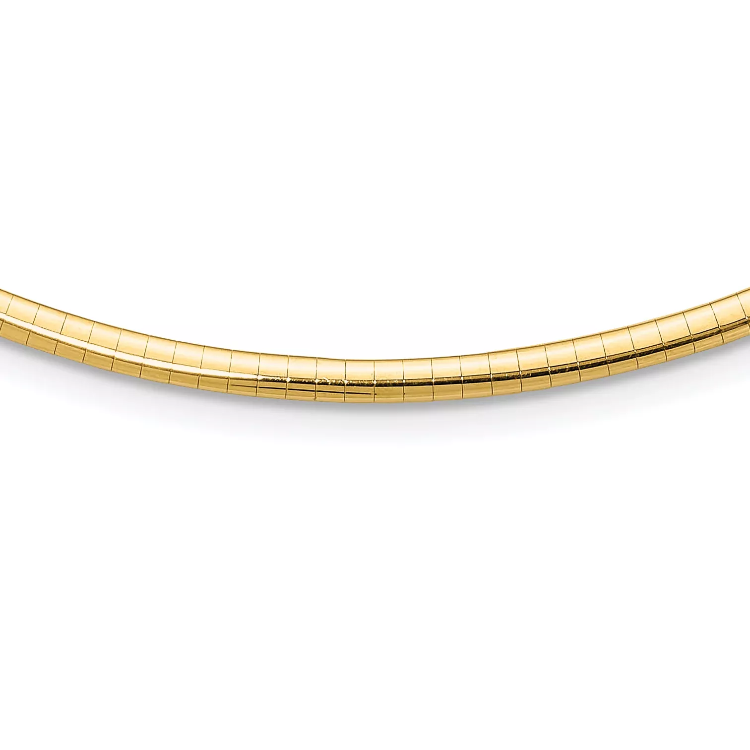 14k Polished 3mm Standard Weight 18 inch Domed Omega Necklace
