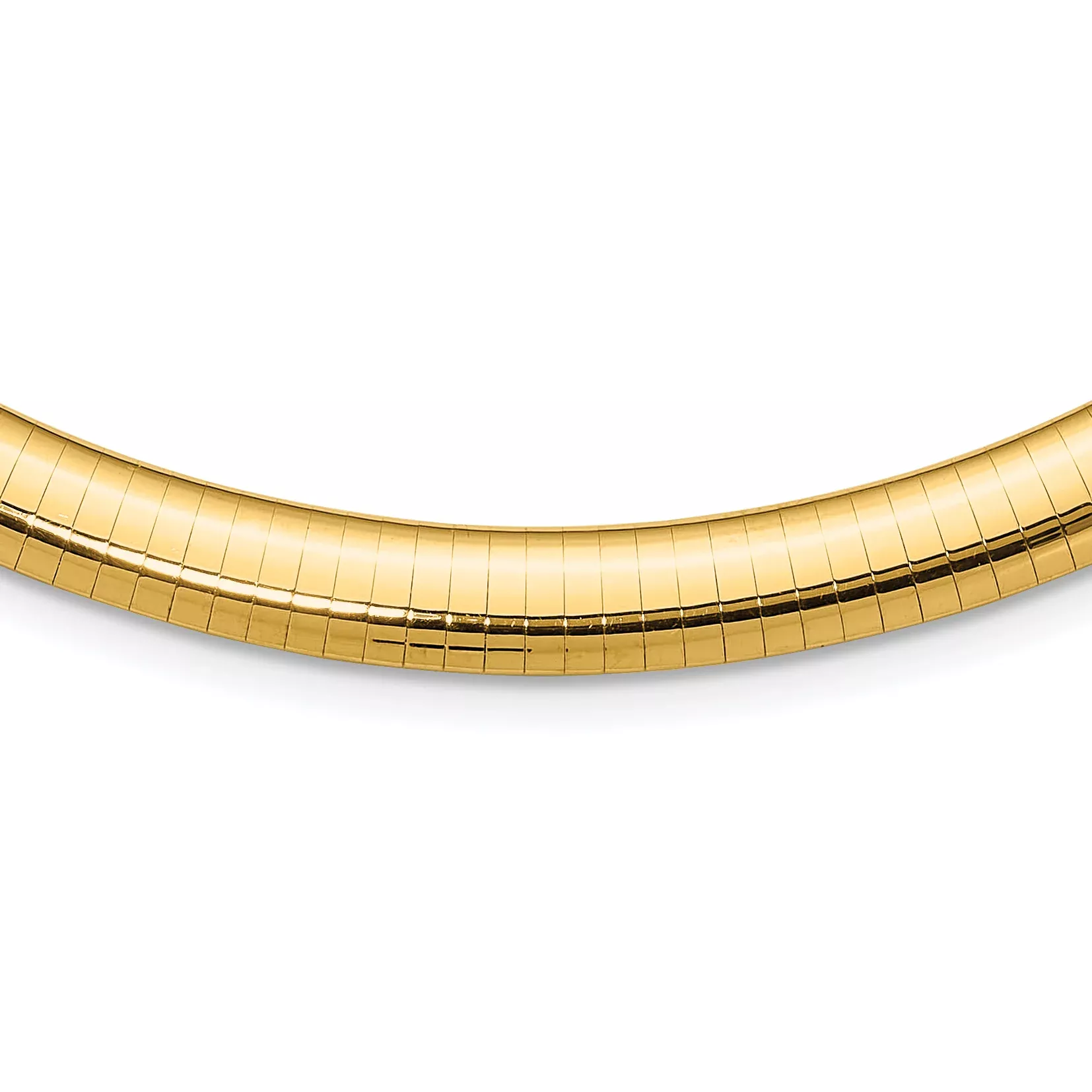 14k Polished 8mm Standard Weight 16 inch Domed Omega Necklace