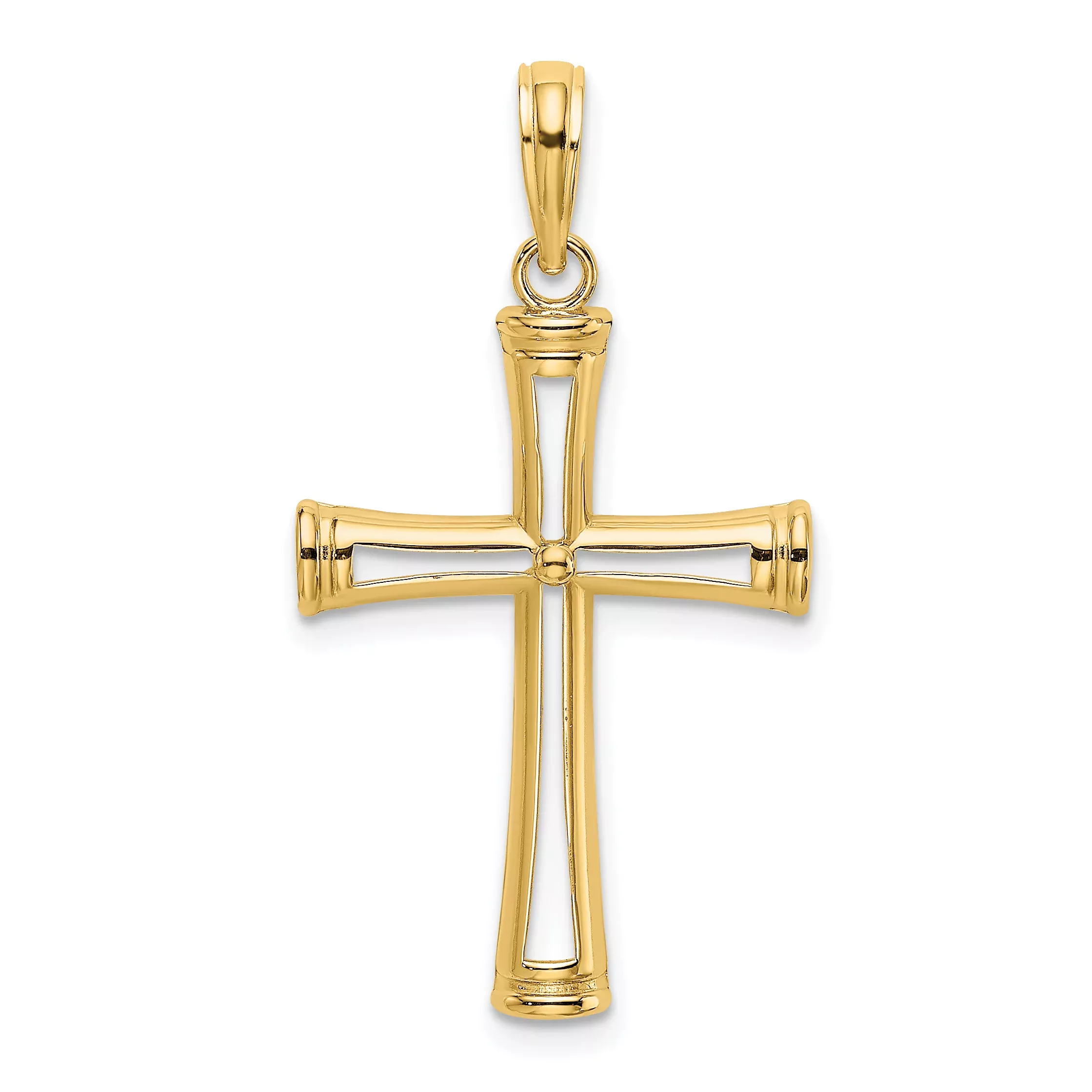 14K Polished and Cut-Out Cross