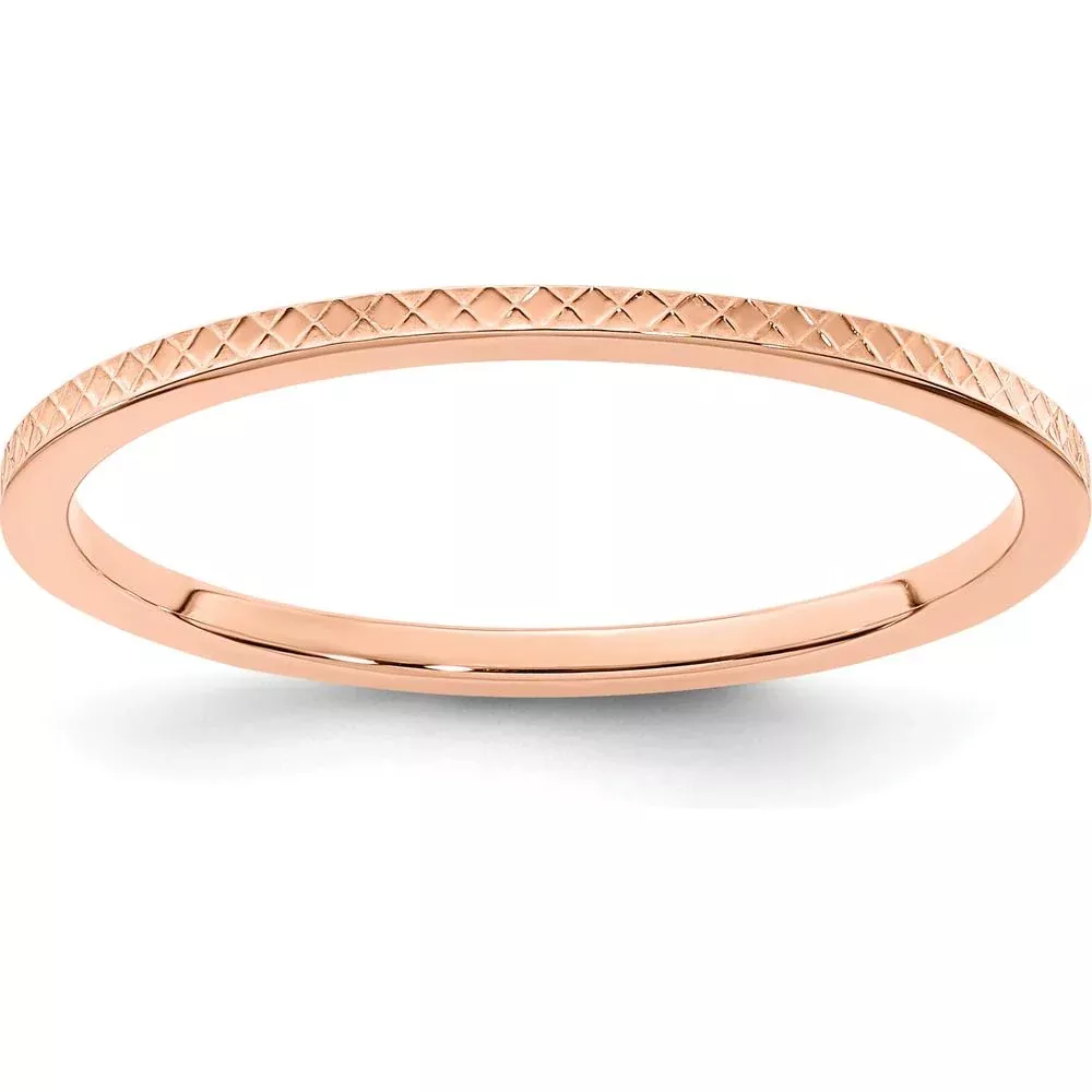 14K Rose Gold 1.2mm Criss-Cross Pattern Stackable Band - Size 5.5 by Luciano & Cie