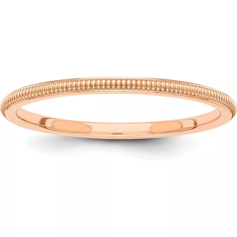 14K Rose Gold 1.5mm Milgrain Stackable Band - Size 5.5 by Luciano & Cie