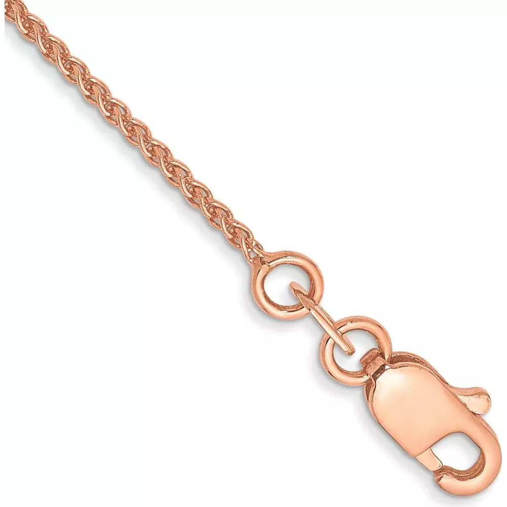 14K Rose Gold 10" Polished Spiga Chain Anklet with Lobster Clasp by Oro Pregiato