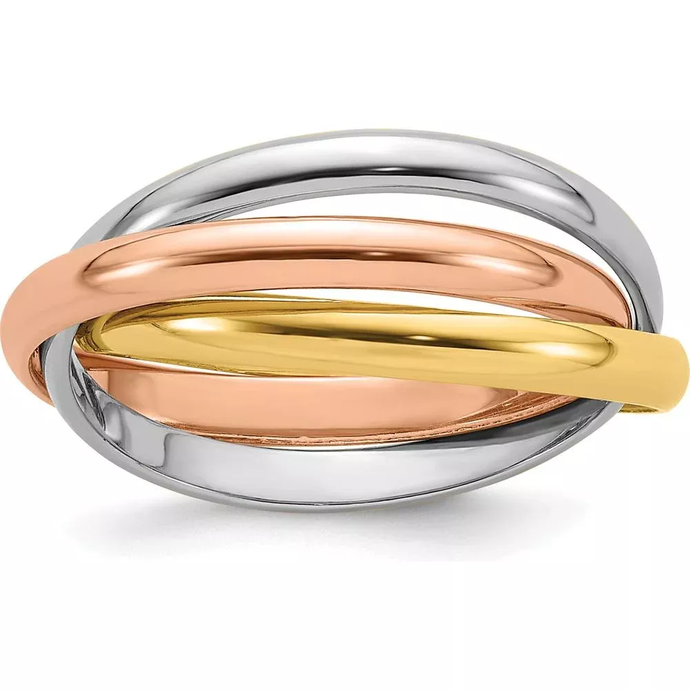 14K Tri-Color Gold Polished Rolling Ring - Size 9 by Luciano & Cie