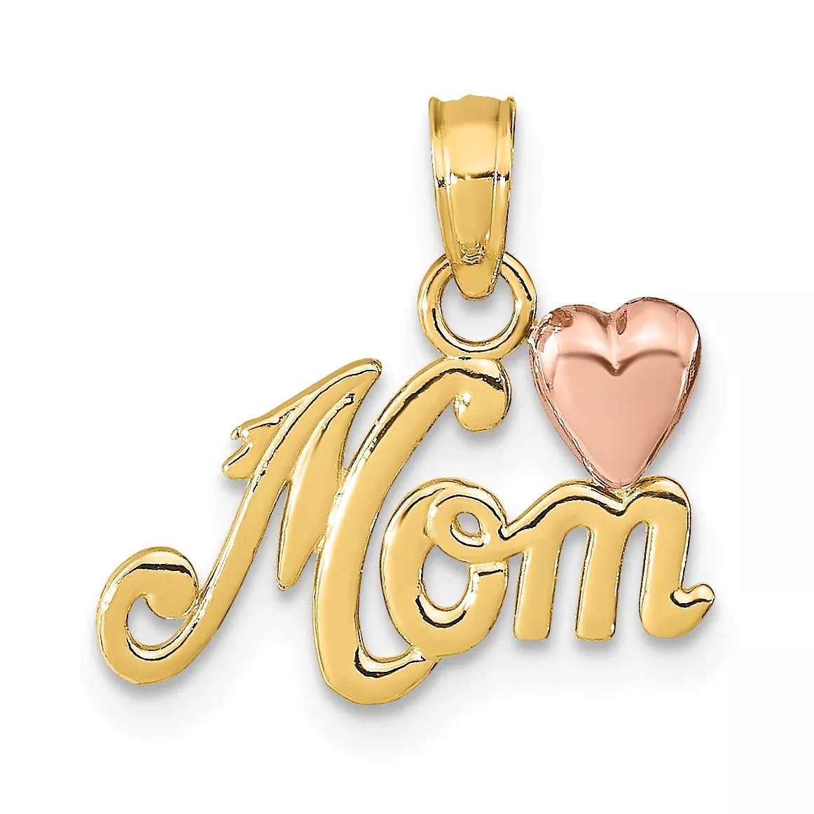 14K Two-Tone Mom W /Heart Pendant
