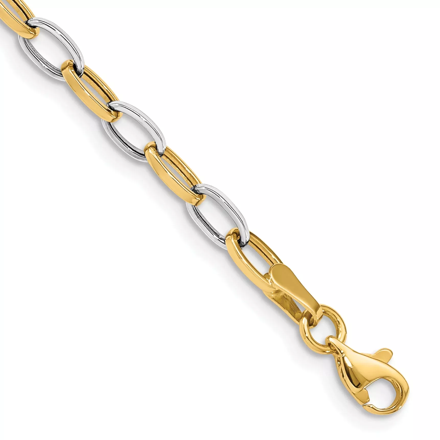 14K Two-Tone Polished Open Link Chain Bracelet