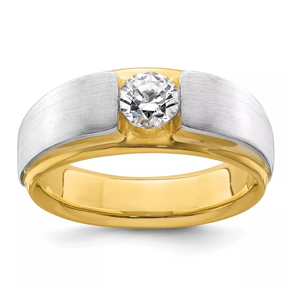14k Two-tone Two Tone 3/4 Ct. Lab Grown Diamond VS/SI+ G+ Satin Men's Ring