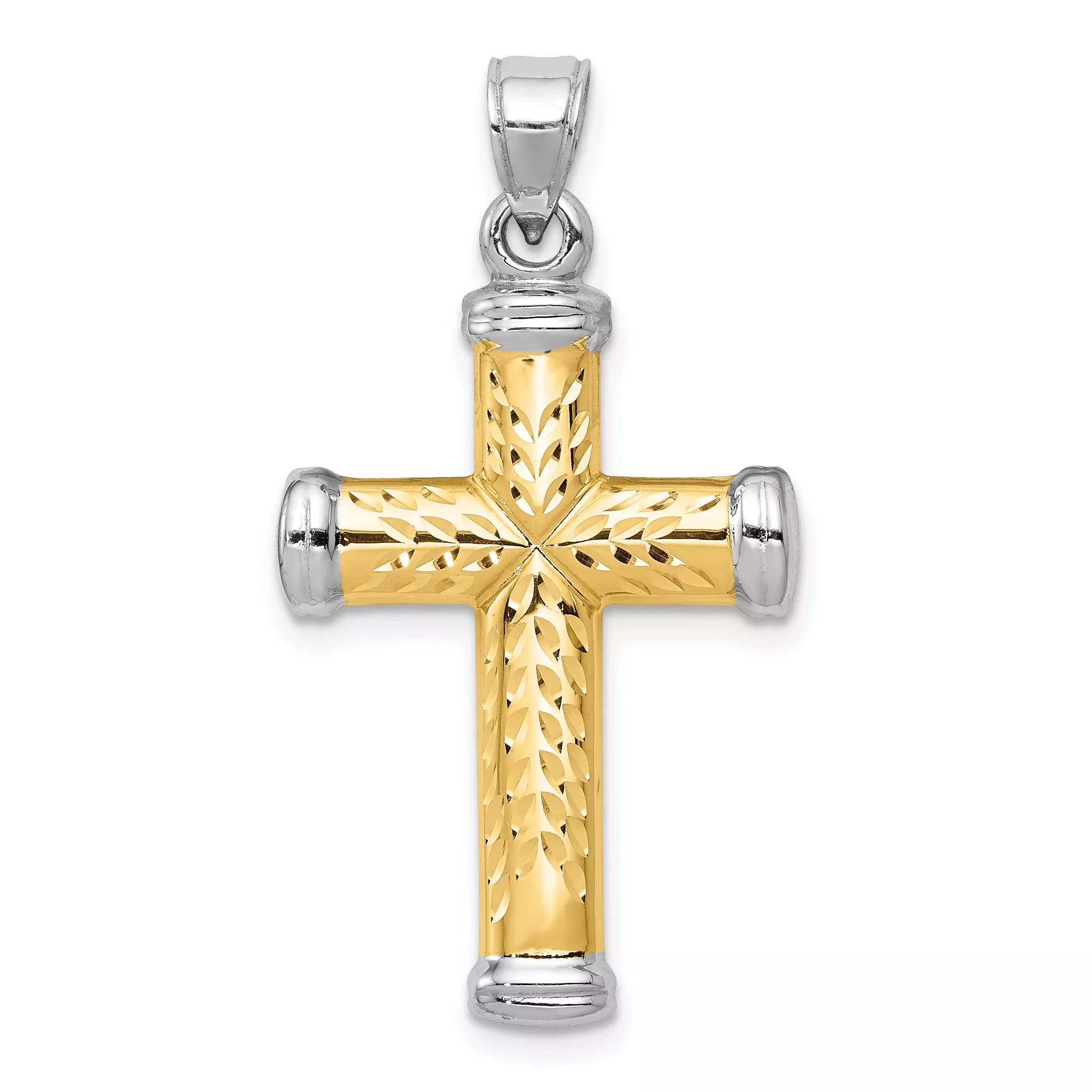 14K Two-Tone W /Rhodium Reversible Cross