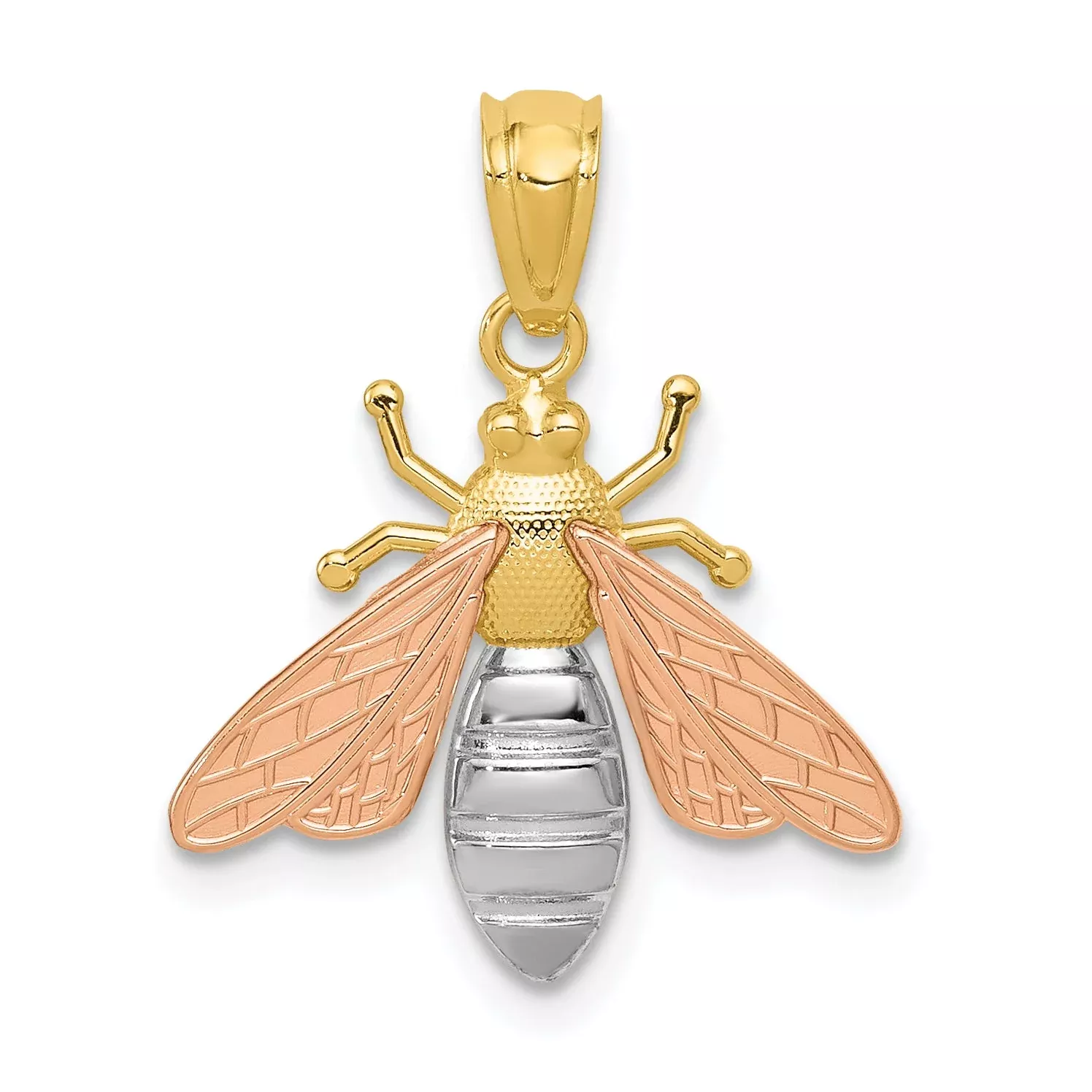 14K Two-Tone W /White Rhodium Polished Bee Pendant