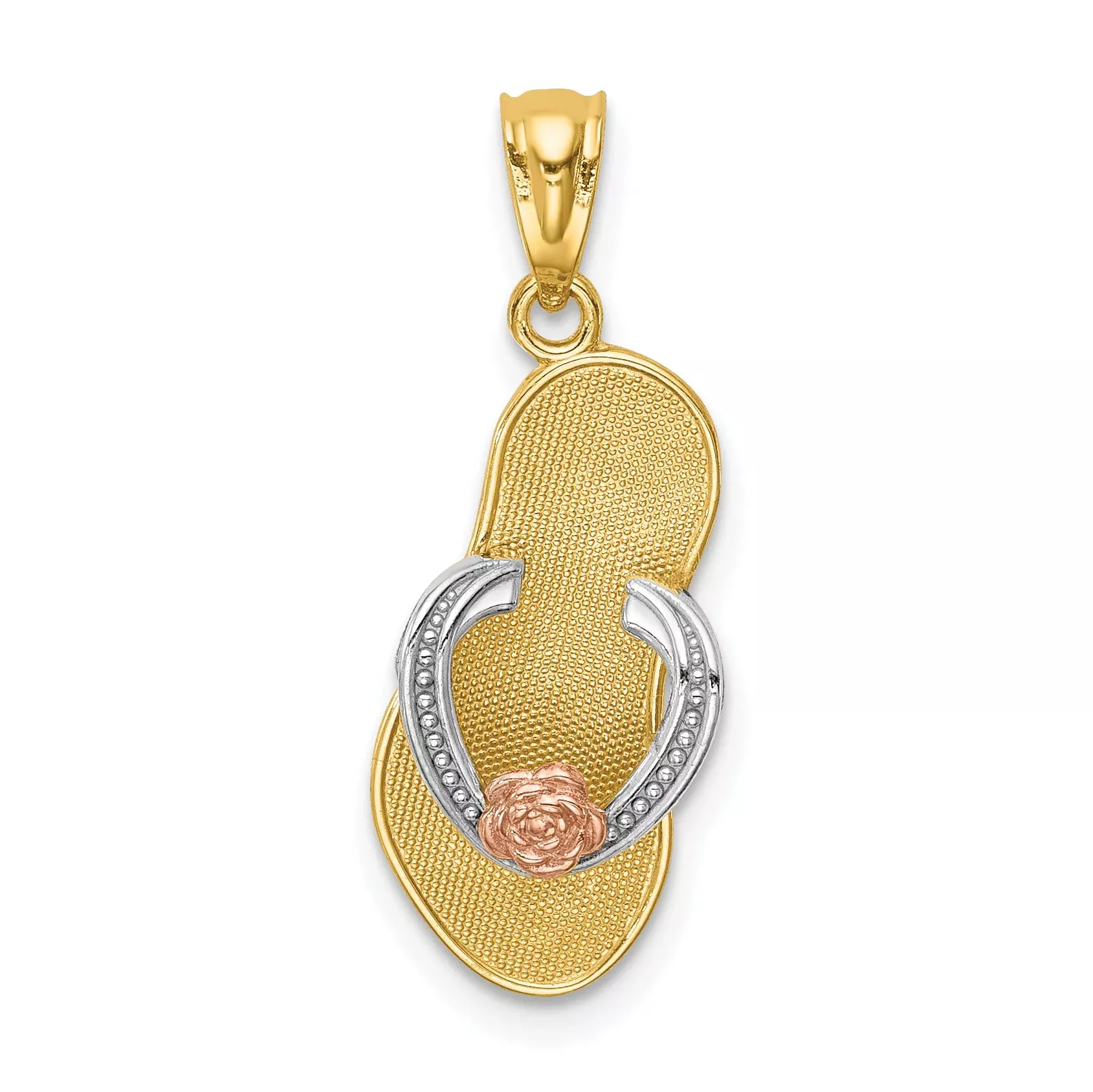 14K Two-Tone Yellow And Rose Gold W /Rhodium Sandal Pendant