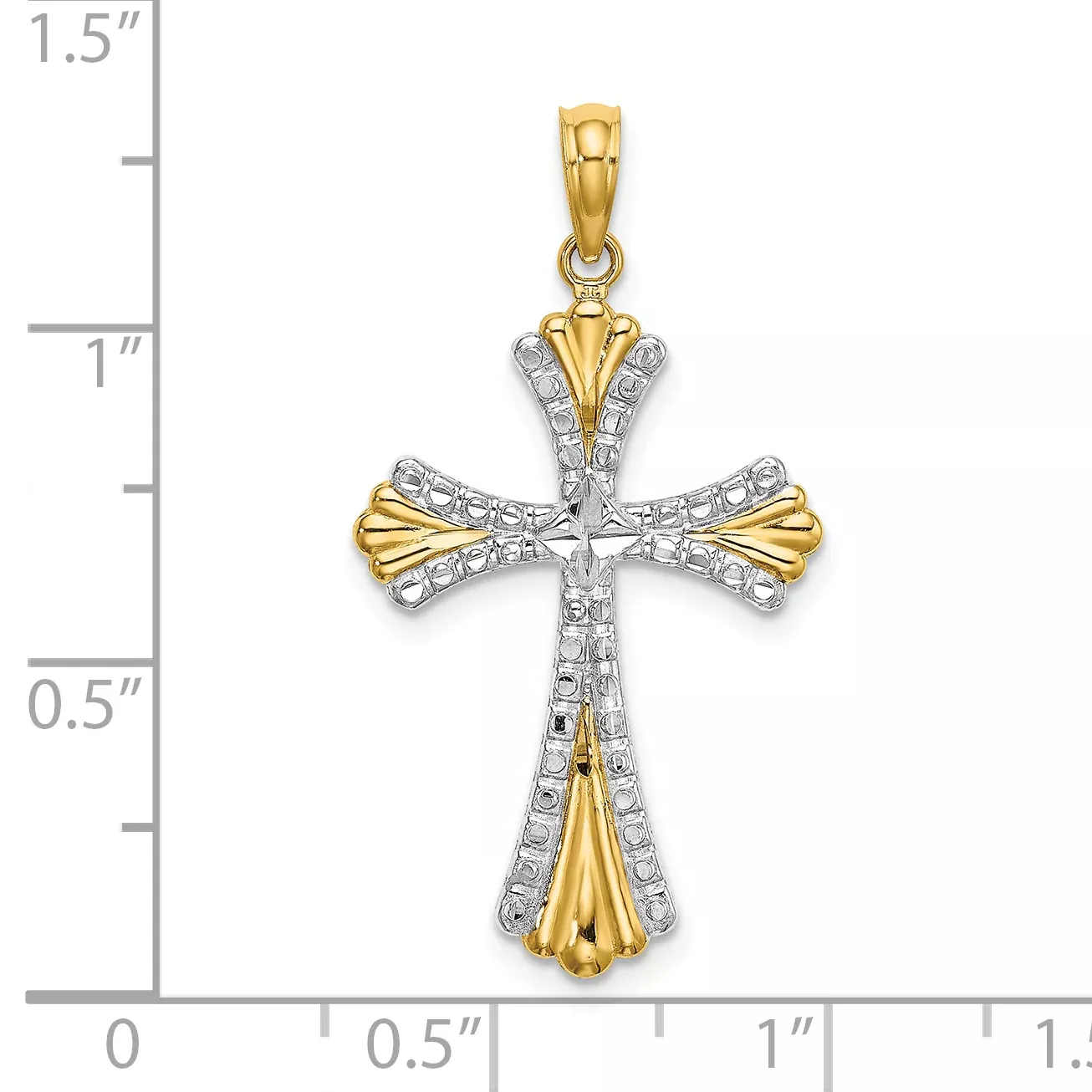 14K w/Rhodium and D/C Reversible Cross Charm