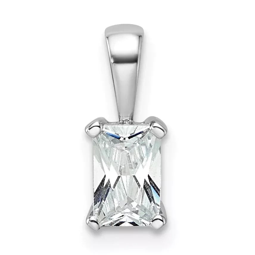 14k White Gold 1/2 carat Certified Lab Grown Diamond VS/SI+ G+ Radiant Complete Four Prong Pendant