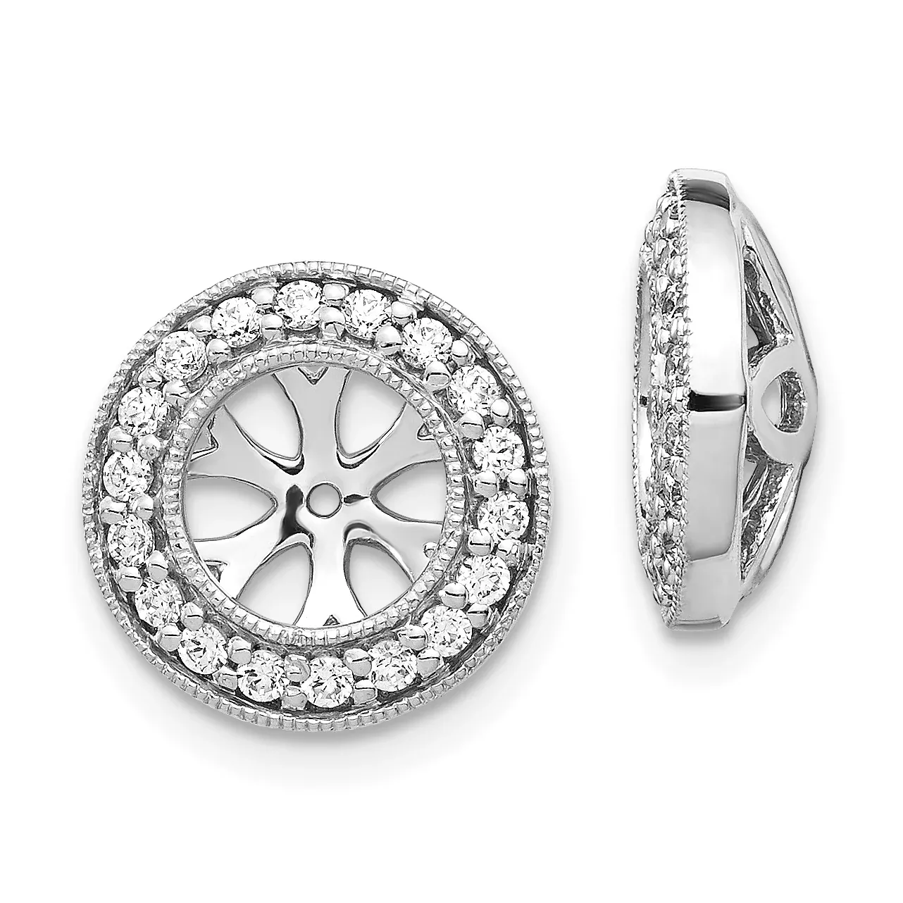14k White Gold 1/3 carat Lab Grown Diamond VS/SI+ G+ with 6.5 mm Earring Jacket