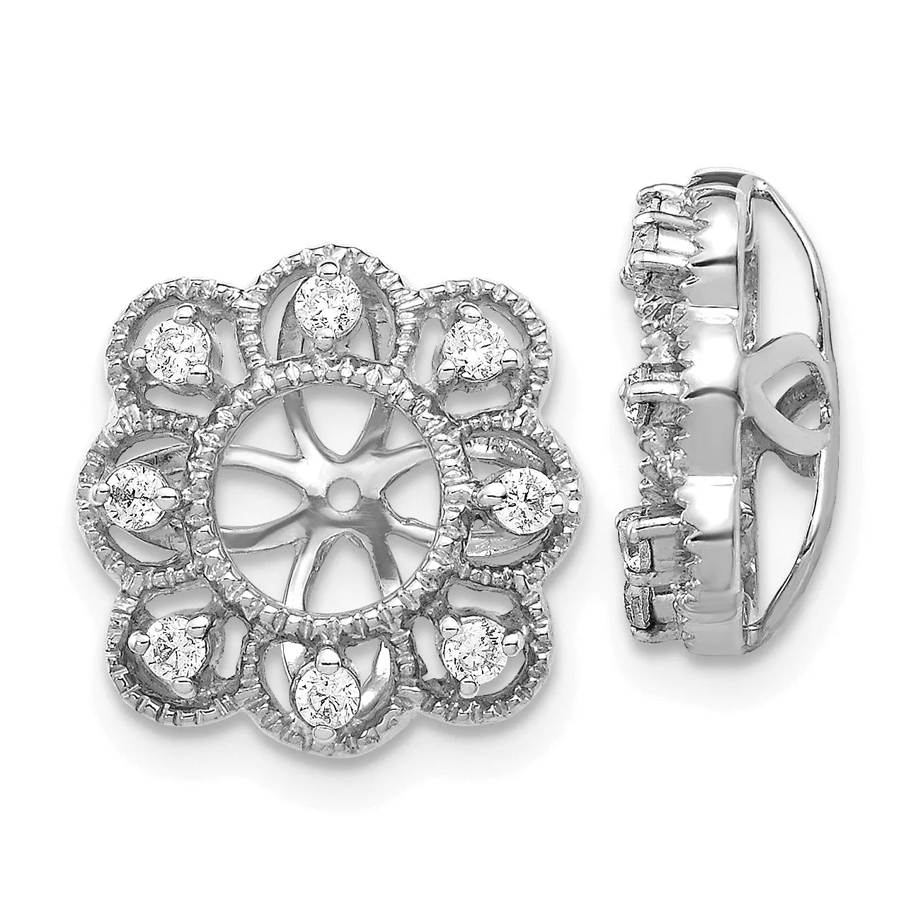 14k White Gold 1/4 carat Lab Grown Diamond VS/SI+ G+ with 4.4 mm Earring Jacket