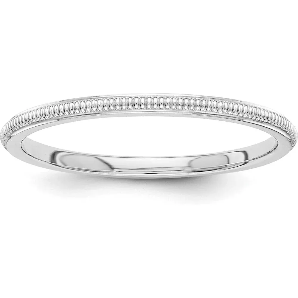 14K White Gold 1.5mm Milgrain Stackable Band - Adjustable Size 5.5-5.75 by Luciano & Cie