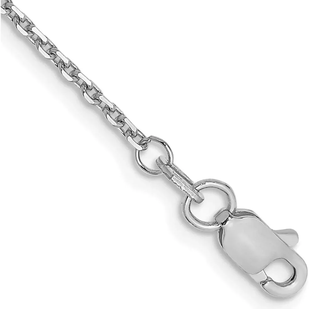 14K White Gold 10" 1.4mm Diamond-Cut Cable Anklet with Lobster Clasp by Oro Pregiato