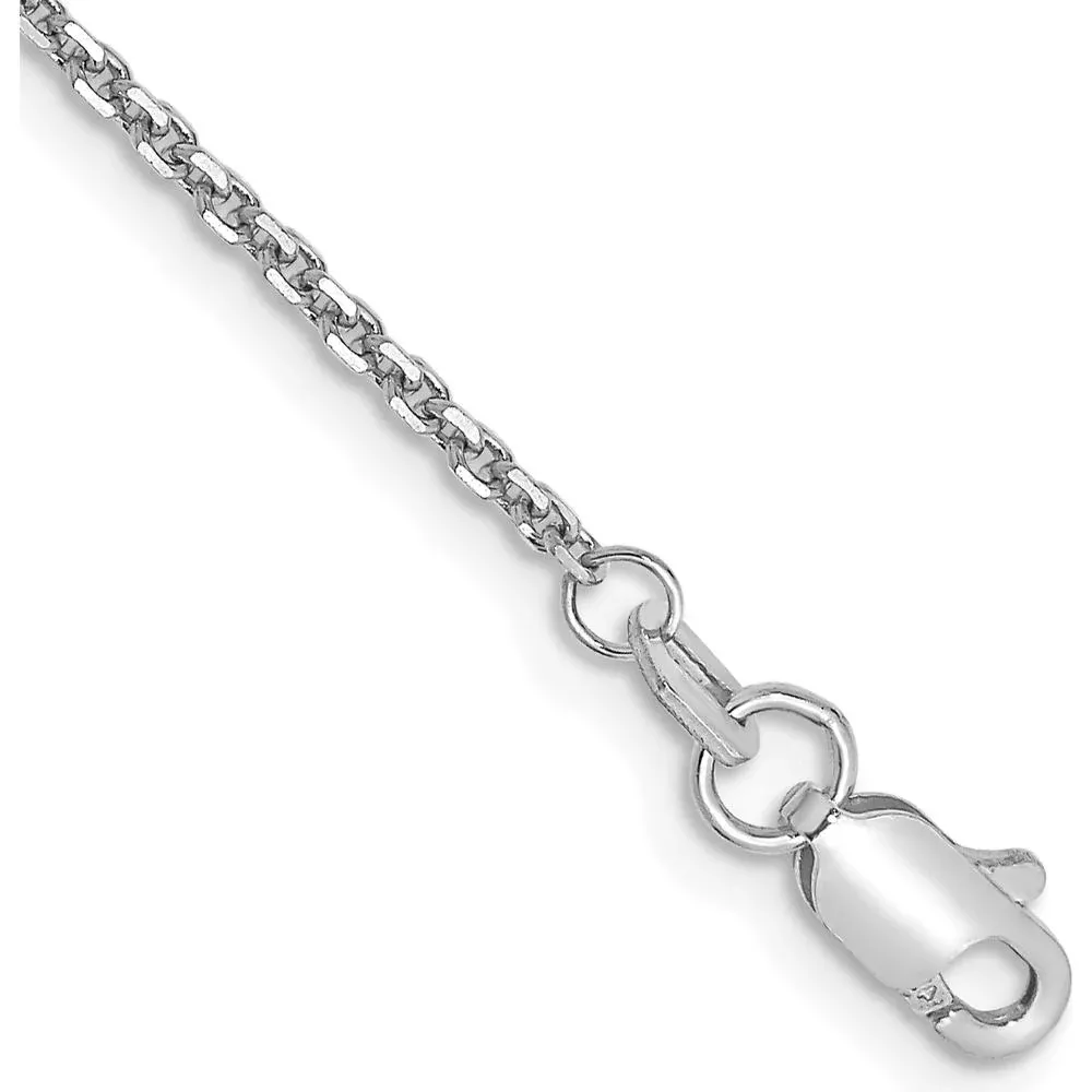 14K White Gold 10" Diamond-Cut Cable Anklet with Lobster Clasp by Oro Pregiato