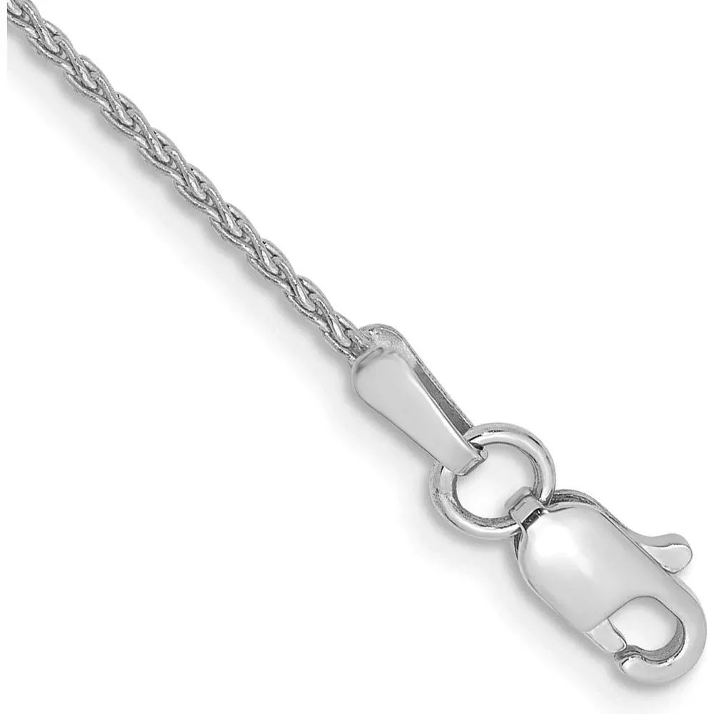 14K White Gold 10" Parisian Wheat Anklet with Lobster Clasp - 1.2mm by Oro Pregiato