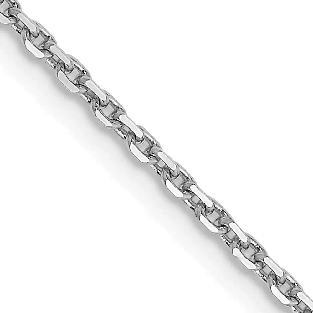 14K White Gold 14" 1.4mm Diamond-Cut Round Open Link Cable Chain with Lobster Clasp by Oro Pregiato