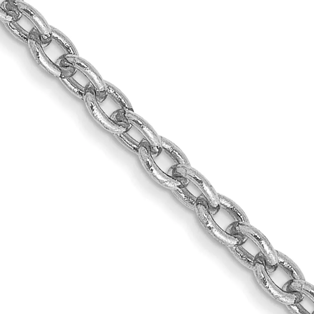 14K White Gold 16" Forzantine Cable Chain with Lobster Clasp - 1.8mm Width by Oro Pregiato