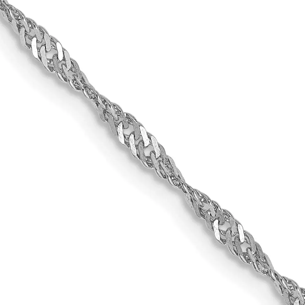 14K White Gold 16" Singapore Chain with Lobster Clasp - 1.7mm Width by Oro Pregiato