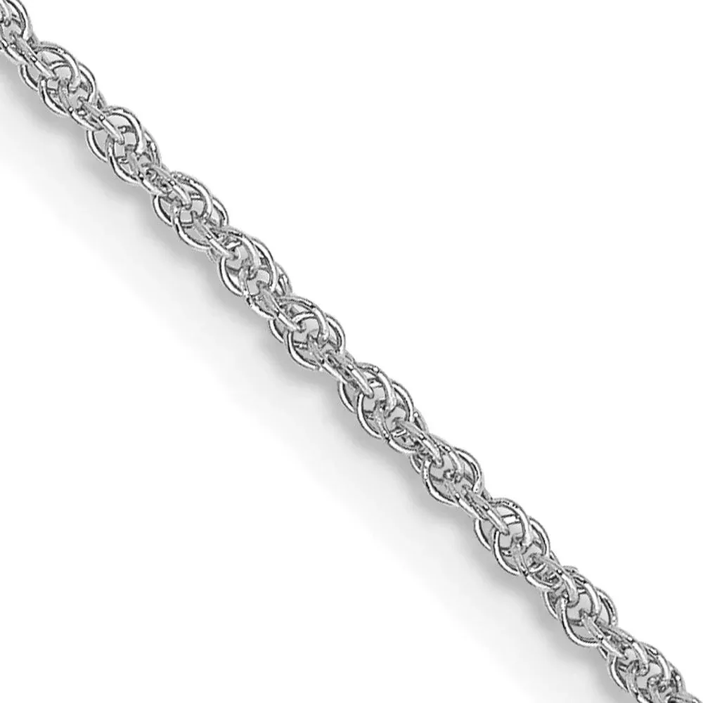 14K White Gold 20" Baby Rope Chain Necklace with Spring Ring Clasp by Oro Pregiato