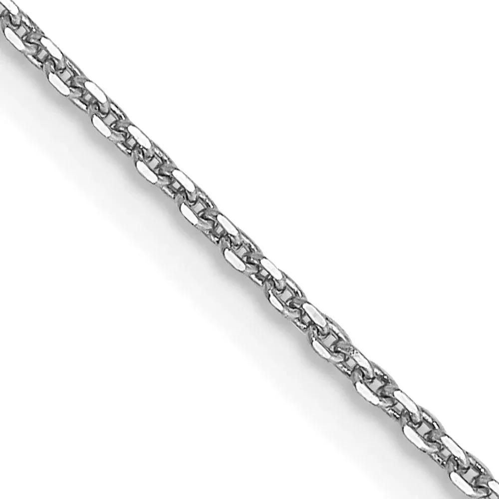 14K White Gold 20" Diamond-Cut Round Open Link Cable Chain with Lobster Clasp - 0.9mm Width by Monteluci Fine Jewelry