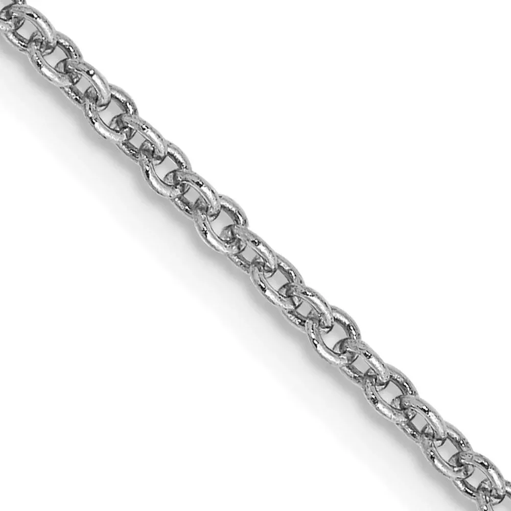 14K White Gold 24" Cable Link Chain with Rhodium Plating and Lobster Clasp by Oro Pregiato