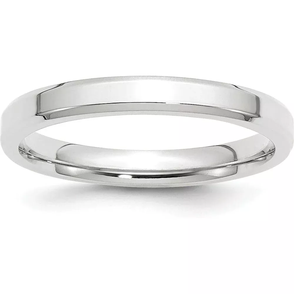 14K White Gold 3mm Beveled Edge Comfort Fit Wedding Band - Size 10.5 by Luciano & Cie
