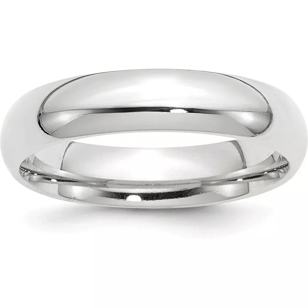 14K White Gold 5mm Comfort Fit Domed Wedding Band - Size 13 by Luciano & Cie