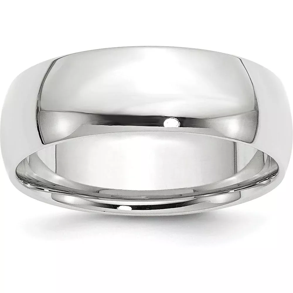 14K White Gold 7mm Comfort Fit Polished Wedding Band - Lightweight and Engravable - Size 10.5 by Luciano & Cie