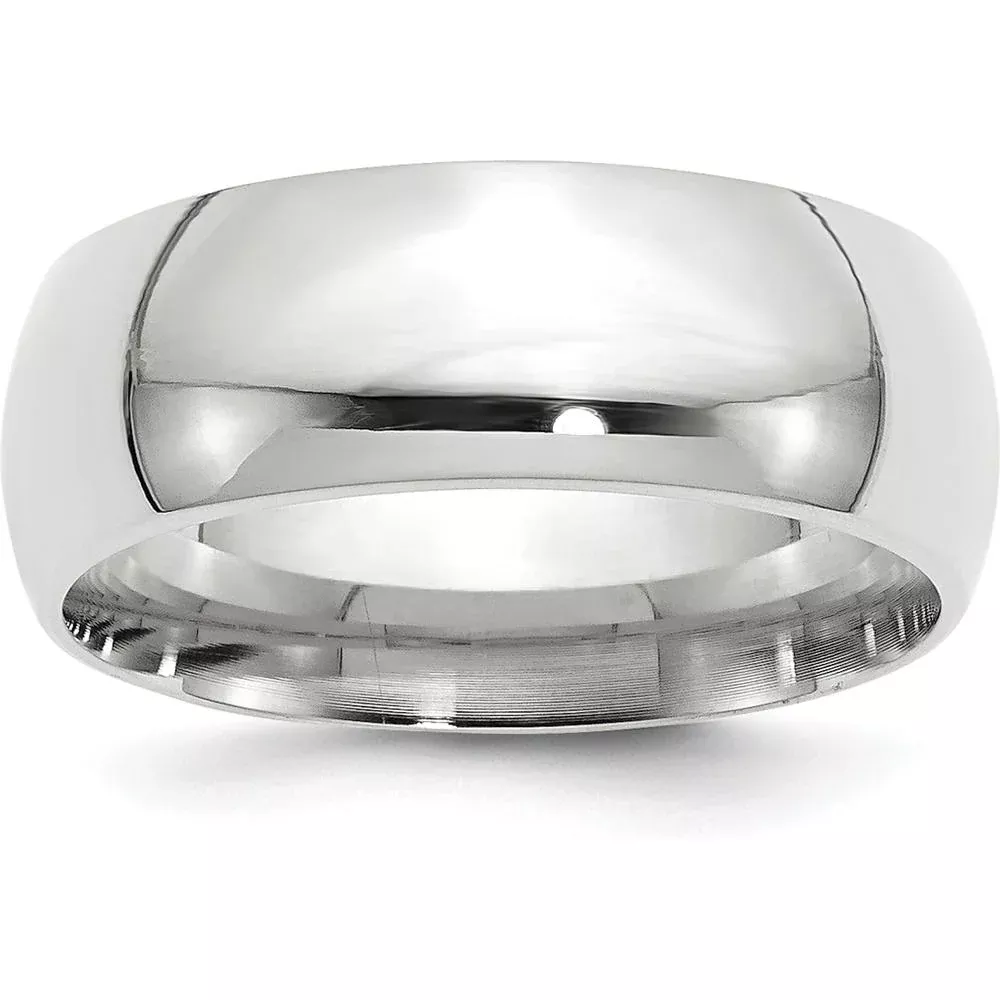 14K White Gold 8mm Comfort Fit Domed Wedding Band - Size 4.5 by Luciano & Cie