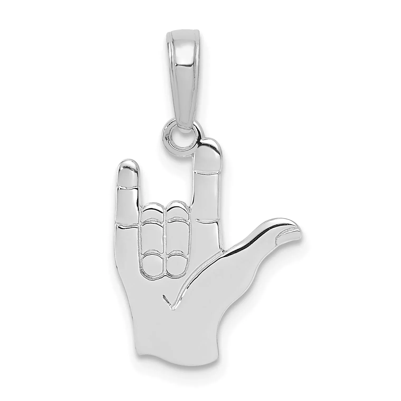14K White Gold I Love You Hand / Sign Language Pendant