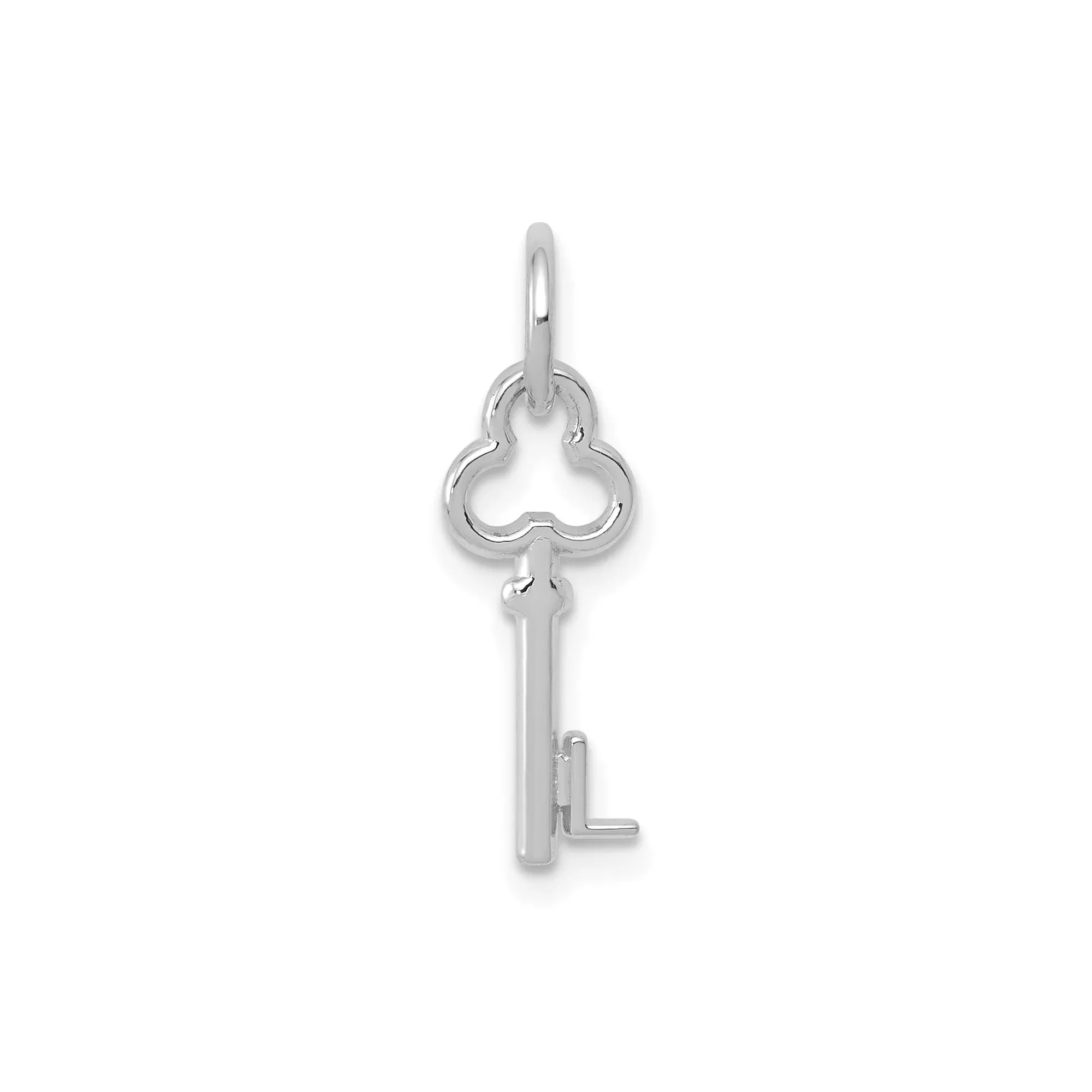 14k White Gold Key Pendant Charm with Vintage Openwork Design