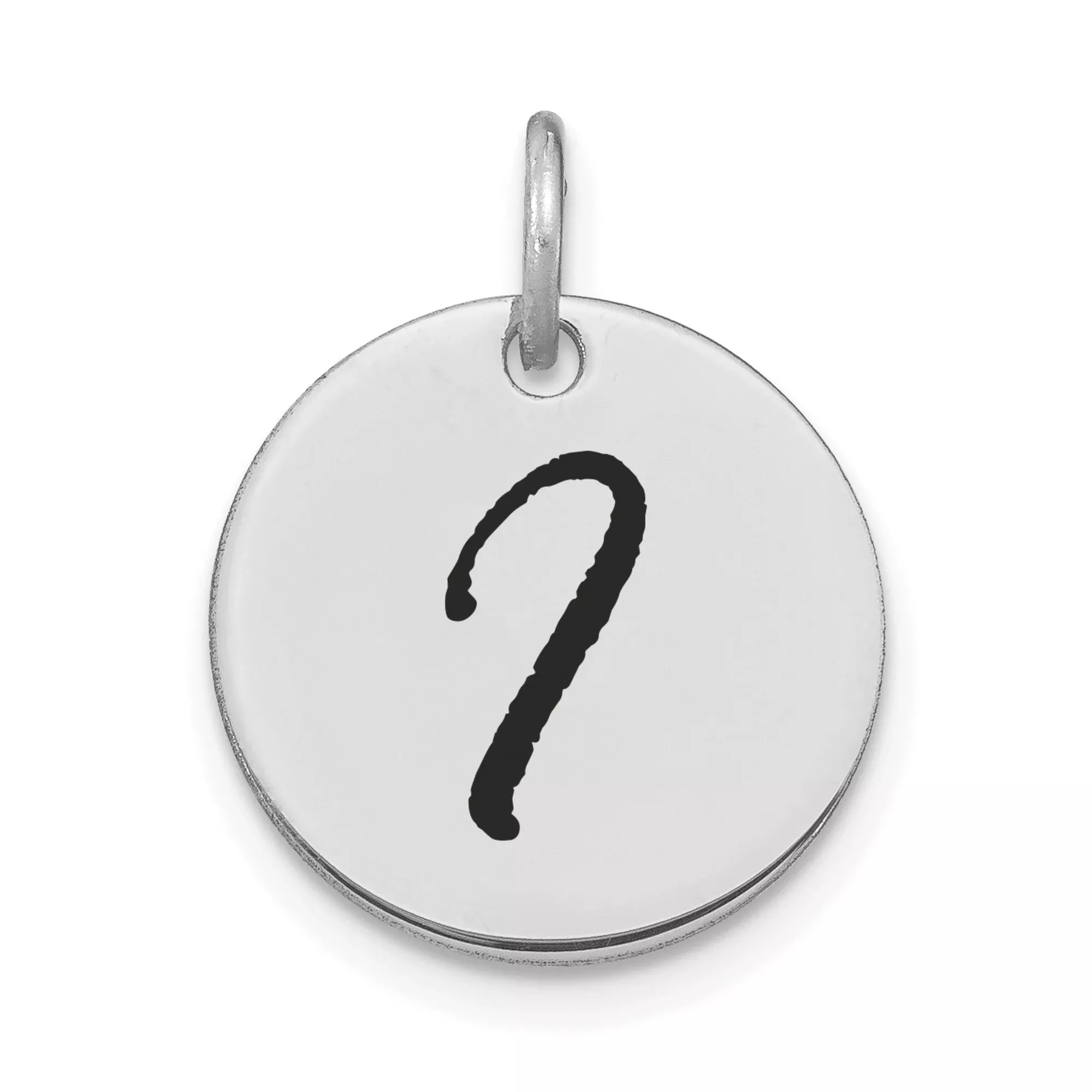 14k White Gold Pendant Charm with Stylized Script Letter J, Custom Initial Monogram Jewelry