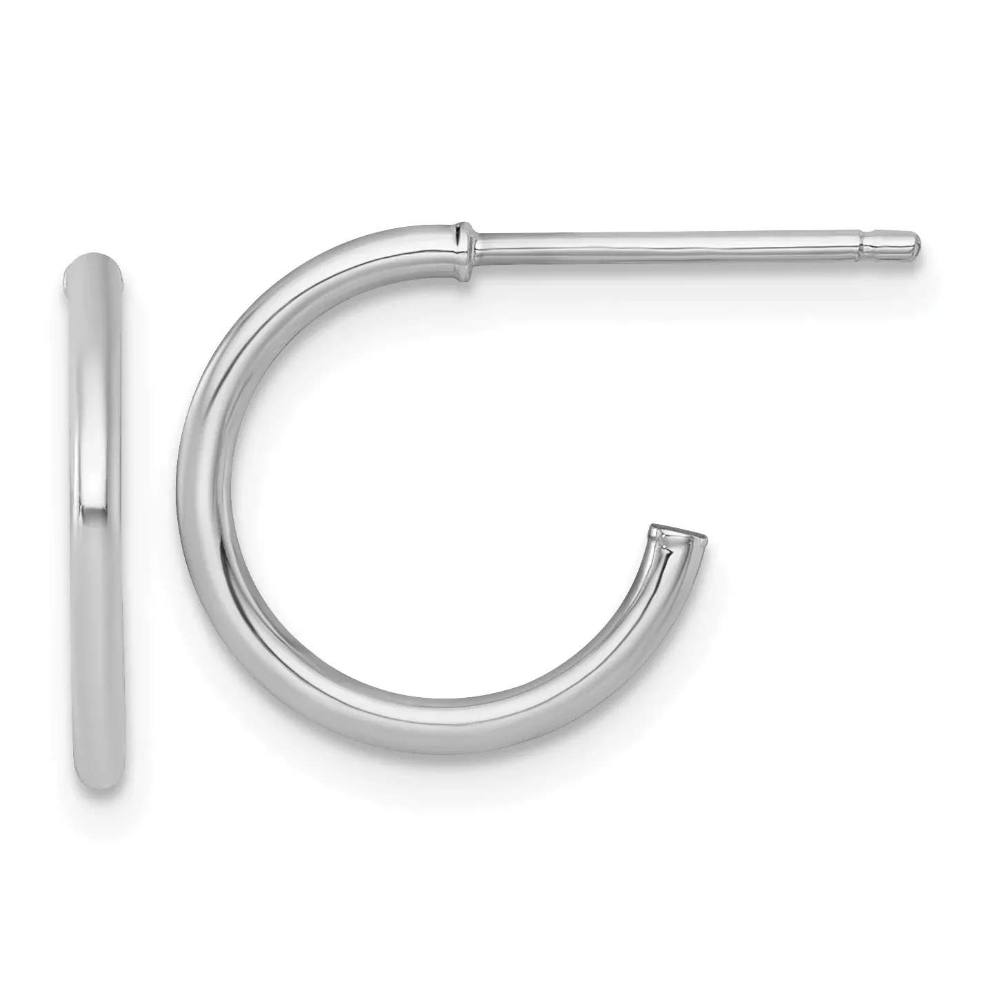 14k White Gold Polished 1.5 x 14mm Solid C-Hoop Post Earrings