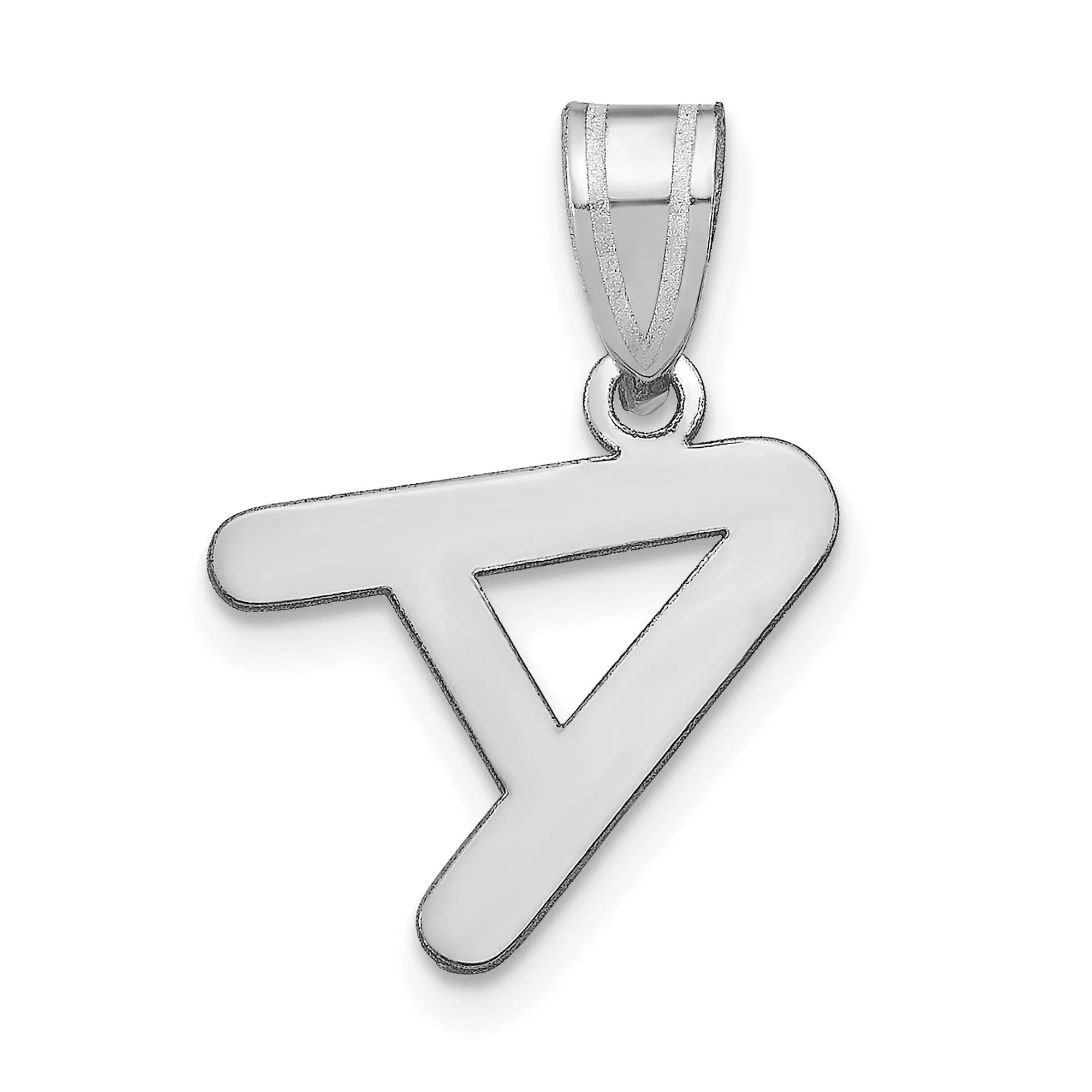 14k White Gold Polished Bubble Letter A Initial Charm Pendant for Men and Women