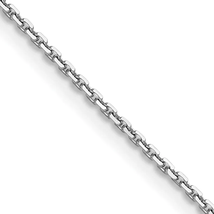 14K White Gold Solid Diamond-Cut Cable Chain Necklace 1.2mm