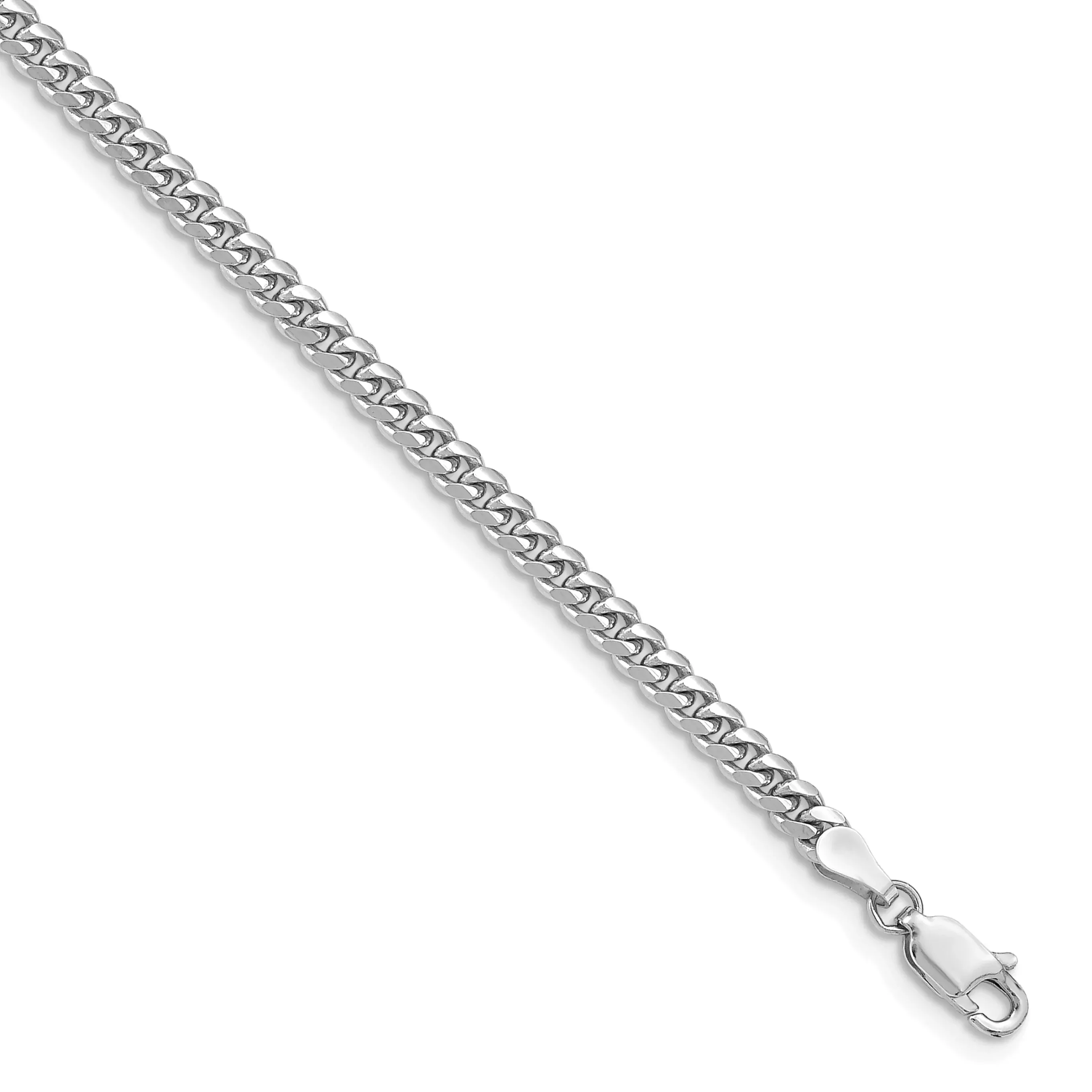 14K White Gold Wg 3.5mm Solid Miami Cuban Chain Bracelet