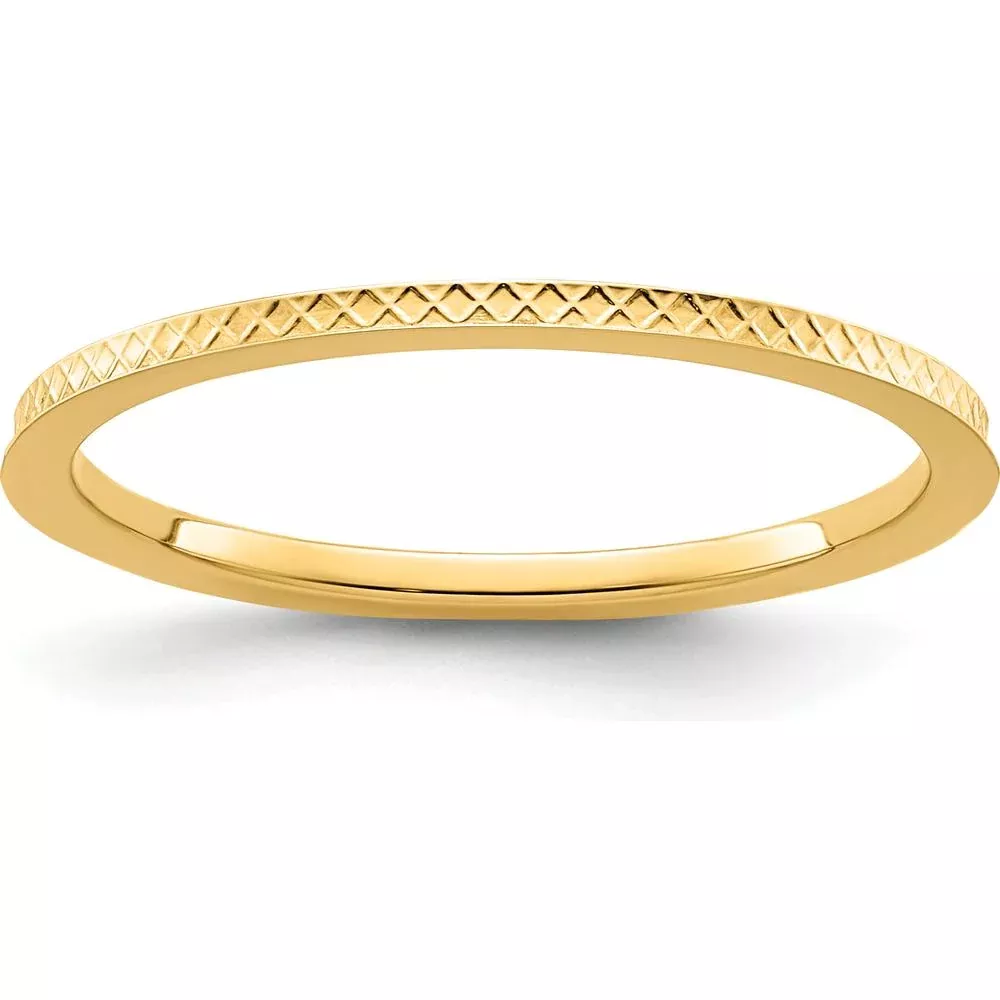 14K Yellow Gold 1.2mm Criss-Cross Pattern Stackable Band - Size 7.5 by Luciano & Cie