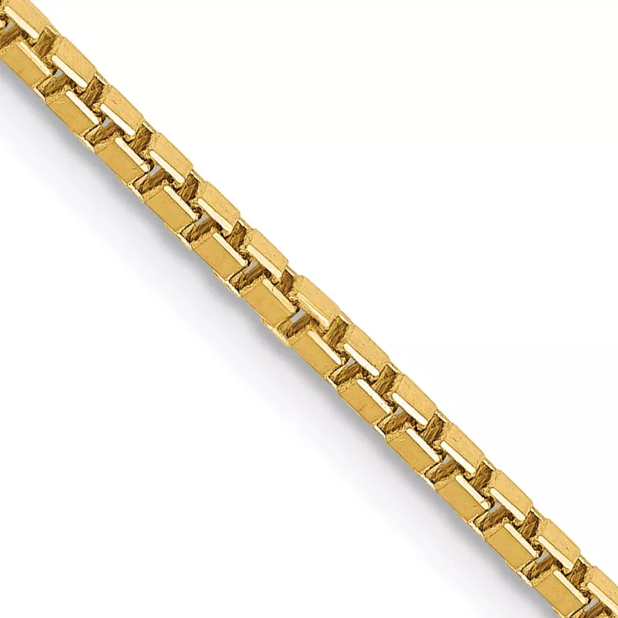 14K Yellow Gold 1.5mm Box With Lobster Clasp Chain Necklace